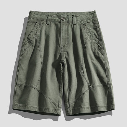 Pure Cotton Tooling Shorts Men's Summer Japanese Tooling Sports Fashion All-match Solid Color Stitching Six-point Casual Shorts