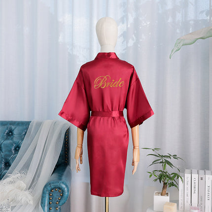 bride Gown morning Gown Lady nightgown wedding makeup bridesmaid group wedding kimono imitation silk cardigan bathrobe