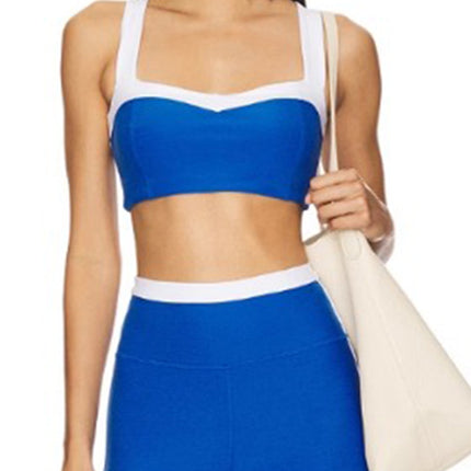 New Cross-Border European and American Fashion Contrasting Color Sports Yoga Clothing Sports Fitness Yoga Suit with Removable Chest Pad