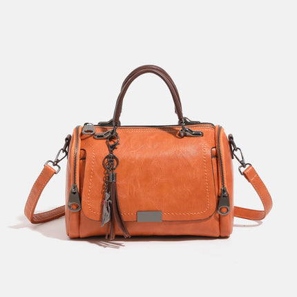 2024 Autumn and Winter New Korean-style Easy-to-fit Retro Shoulder Crossbody Boston Pillow Bag Women's Hand Tassled Bag