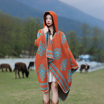 Ethnic Style Shawl Cape for Women, Suitable for Outdoor Wear, Yunnan Lijiang Xinjiang Xizang Travel Photography, Stylish Scarf for Women