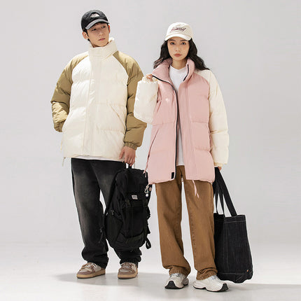 2024 Winter New Super Hot Ins Casual Men's Fashionable Vertical Collar Couples Super Good-looking Cotton-padded Coat Girl's Bread Suit