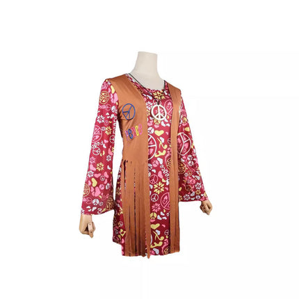 Fringed hippie costume cross-border women's retro hippie costume dress halloween cos costume spot