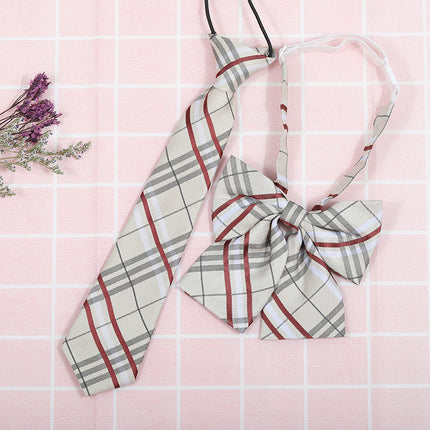 Japanese and Korean striped jk/dk college style men's and women's red cyanotic gray blue shirt accessories tie-free collar set
