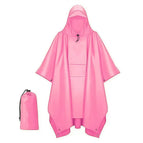 Pink 210t polyester poncho raincoat pocket style / One size fits all