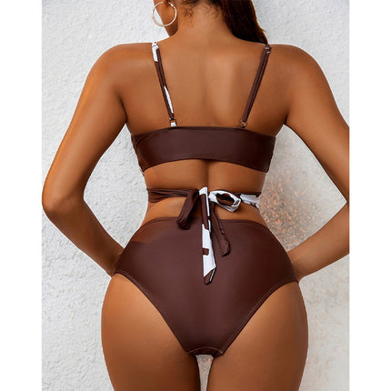 Two-Piece Swimsuit for Women, New Foreign Trade Sexy Pure Desire Style Bikini, Snake Print, High-Waisted, Backless, High-End Swimwear