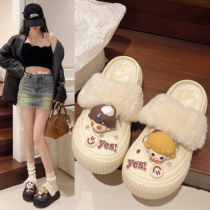 2025 New Cotton Slippers Removable Women's Winter Home Warm Fleece-Lined Home Plush Cotton Slippers Cute Slippers