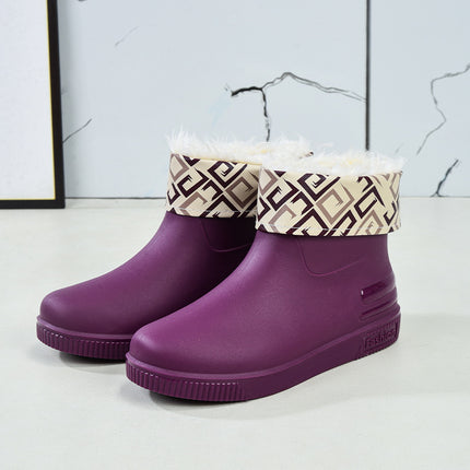 Fashion Rain Boots, Water Shoes for Women, Adult Warm Water Slip Plus Velvet Kitchen Short Rubber Shoes, Rain Boots, Overshoes, Water Boots Wholesale