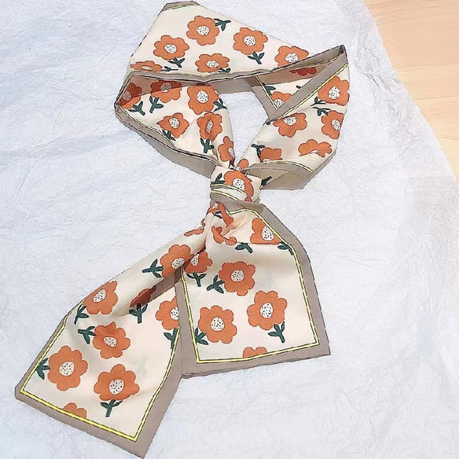 Internet Celebrity Silk Scarf Hair Band Retro French Style Women's Tie Hair Silk Printing Polka Dot Ethnic Style Korean ins Girls' Hair Ring