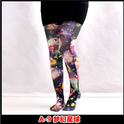 Cross-border thin printed pantyhose spring and autumn versatile butterfly wild abstract retro stockings women's socks anti-snagging wholesale