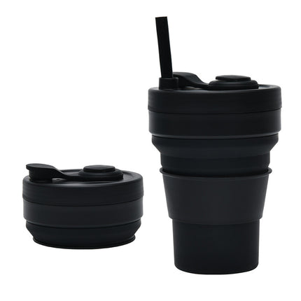 Cross-border folding cup outdoor travel convenient straw folding cup Silicone Collapsible Cup