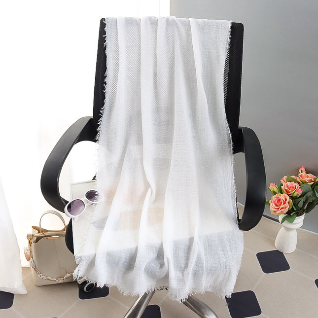 New Spring and Summer Fashion Cotton and Linen Solid Color Headscarf Beach Towel Sun Protection Large Size Silk Scarf Shawl for Women