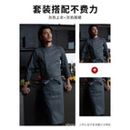 gray blouse long sleeve bright gray long apron / M