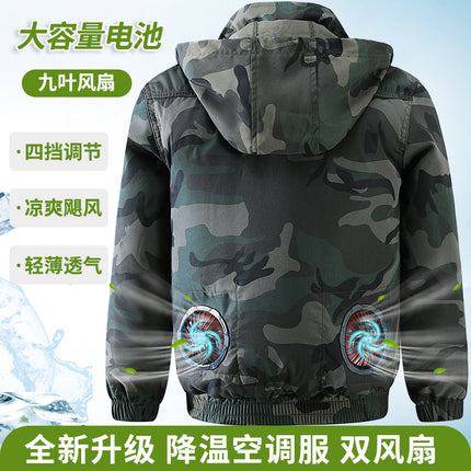 Summer Cooling Air-Conditioned Clothing with Hood for Men, Refrigeration Clothing with Fan, Welding Site Heatstroke Prevention Labor Protection Work Clothes