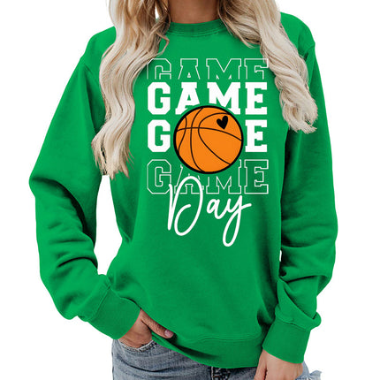 Game day printed round neck women's top vests foreign trade supply autumn and winter coat casual loose European size cross-border