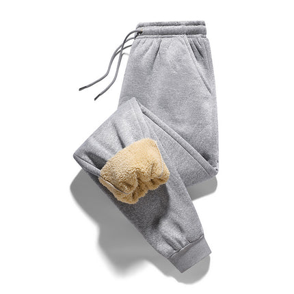 Cross-Border Trade Warm Sweatpants, Loose Fit, Cold-Proof, Fleece-Lined, Thickened Lamb Wool Pants, Aliexpress Winter Jogger Pants for Men