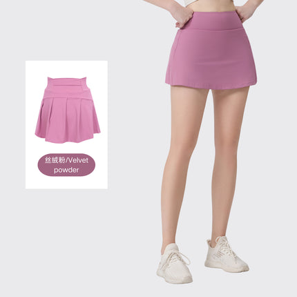 [in Stock] Ld Yoga Spring/Summer Short Skirt Anti-Exposure Fitness High-Waisted Sports Quick-Dry Training Tennis Pleated Skirt