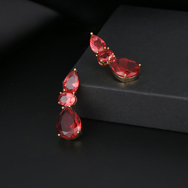 2022 summer Qingxin Lake green water drop pendant-shaped earrings female s925 silver needle light luxury style earrings wholesale