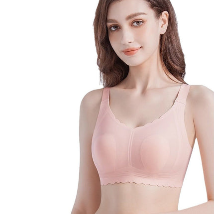 240804 Summer Cool Ultra-thin Seamless Big Chest Showy Rabbit Ear Cup Women's Non-rimless Parammary Bra