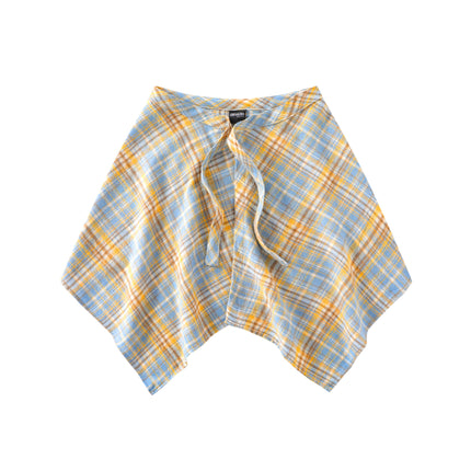A generation of hair folding artifact color plaid fart curtain one-piece lace-up high street irregular hem Joker skirt
