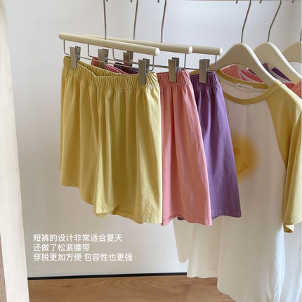 [Ice pure cotton contrast color smiley face home wear suit]]