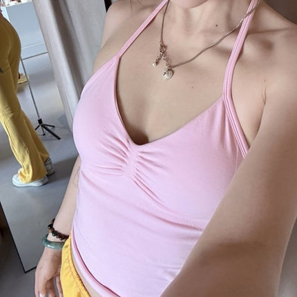Two-Piece Halterneck Beautiful Back Yoga Df Sports Vest European and American Buttocks Shorts Training Peach Fitness Clothing Women's Suit