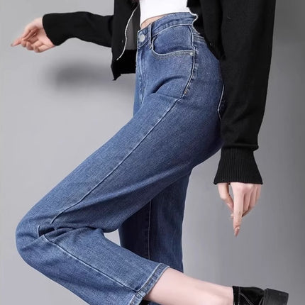 Straight-Leg Jeans Women's Summer Thin New High Waist Slim-Fit Slim-Fit Narrow Version Cropped Small Men's Washed Smoke Tube Pants
