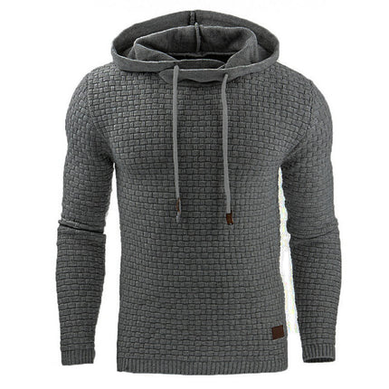 2018 autumn and winter new European and American men's jacquard sweater long sleeve hoodie warm color hooded sweatshirt jacket
