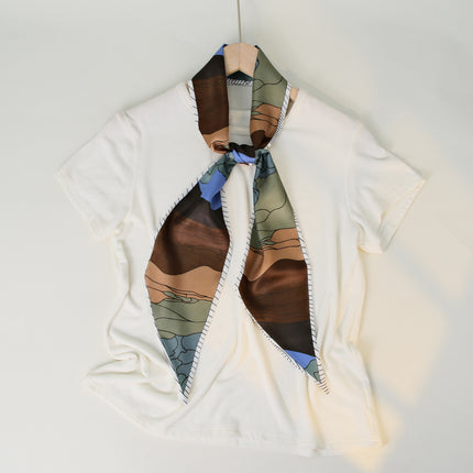 2025 European and American-style Beveled Silk Scarf Cross-border Silk Cashew Dot Long High-end Ribbon Scarf Women's Belt