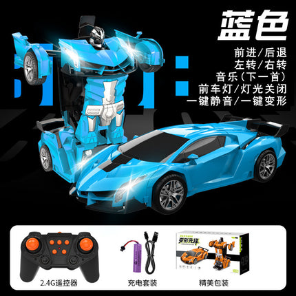 Cross-Border Rc One-Click Deformation Car Electric Robot Model Boy King Kong Kidsren's Toy Rechargeable Remote Control Car