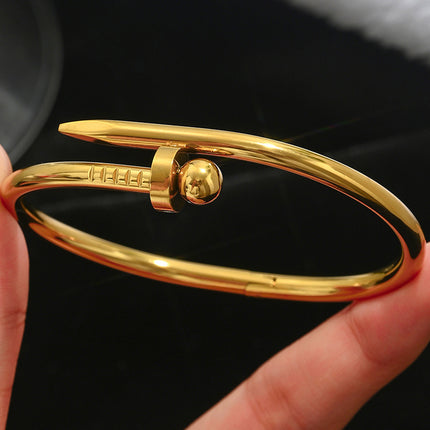 Titanium Steel Bracelet Does Not Fade, Diamond-Encrusted Real Gold Electroplated 18K Gold Stainless Steel Bracelet Douyin Cross-Border Same Style