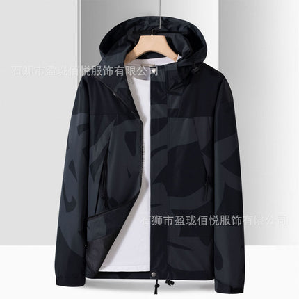 23657 Spring and Autumn Outdoor Men's Color Block Thin Hooded Jacket Xizang Casual Sports Men's and Women's Jacket