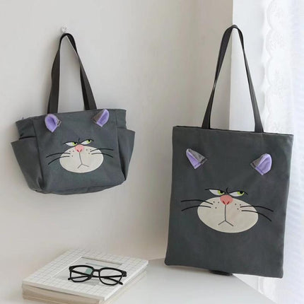 Cartoon Lucifer Bad Cat Surrounding Canvas Bag Shoulder Tote Bag Portable Small Bag Lunch Box Bag