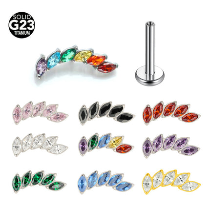 F-136 titanium alloy multicolor stitching zircon horse eye five zirconium earnail lip nail ear bone nail piercing jewelry wholesale