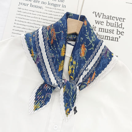 Crumpled Scarf Women's Spring and Summer Elegant Printed Diamond Scarf Korean Style Professional Small Scarf All-match Decorative Thin Scarf
