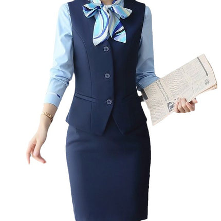 Three-piece suit overalls manager interview formal attire front desk beauty salon business attire bank mobile vest uniform
