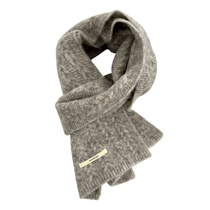 With wool solid color knitted wool scarf women's 2024 new high-end warm neck Korean green