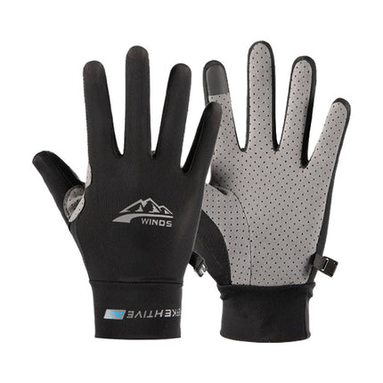 Cycling Sports Gloves for Men and Women, Summer Thin Ice Silk Sun Protection, Uv Protection, Breathable Cycling Touch Screen Full-Finger Gloves