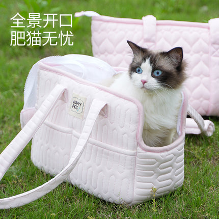 Pet Outgoing Shoulder Bag Summer Portable Cat Bag Sweet Cussy Outdoor Portable Breathable Pet Satchel