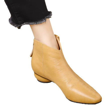 Pointed Toe Ankle Boots Women's Fashion Short Boots Autumn and Winter New Simple and Versatile French Soft Leather Back Zipper Short Boots