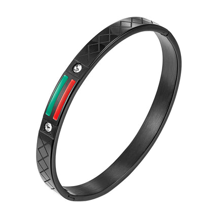 Cross-border stainless steel men's bracelet with red and green tape ring steel gold and black three color jewelry in stock wholesale