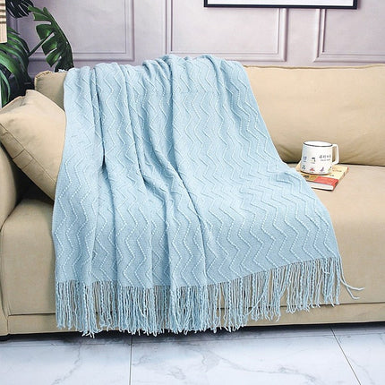 Knitted Blanket Scandinavian Pure Color Soft Maternal and Infant Grade Hotel Accessible Luxury Tassel Knitted Blanket Comfortable Office Nap Blanket