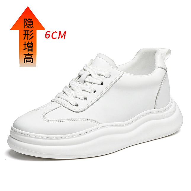 Increased 8CM Men's Shoes Thick Sole Platform Shoes Increased 6CM Board Shoes Spring and Autumn Low-top Cowhide Retro sneaker