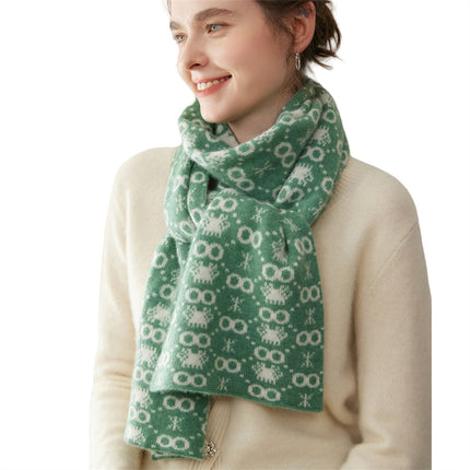 Cashmere Scarf Women's 100% Pure Cashmere Autumn and Winter All-Match Simple Fashion Color Block Warm Knitted Scarf