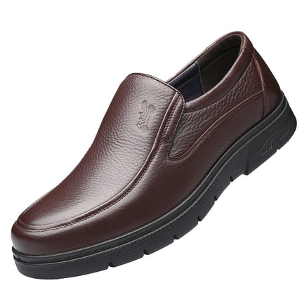 Men's Leather Shoes, Genuine Leather, Business Casual, Versatile, Breathable, Middle-Aged and Elderly Dad's Leather Shoes, Tendon Sole Slip-Ons