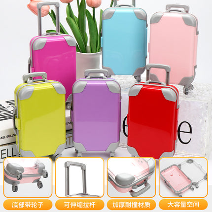 Cross-Border Artificial Mini False Eyelashes Storage Trolley Case Solid Color Small Makeup Suitcase Play House Toy