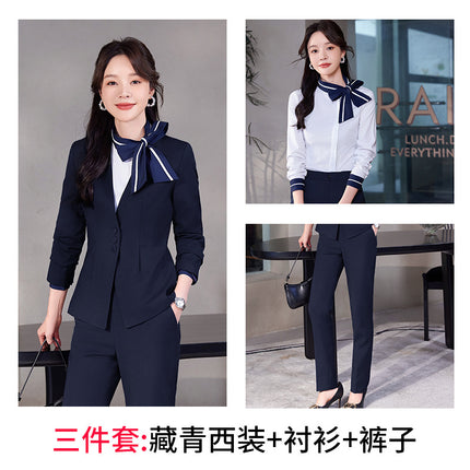 Stewardess Uniform Professional suit Female Spring and Autumn Fashion Front Desk Beautician Work Clothes Female Professional Temperament Suit Dress
