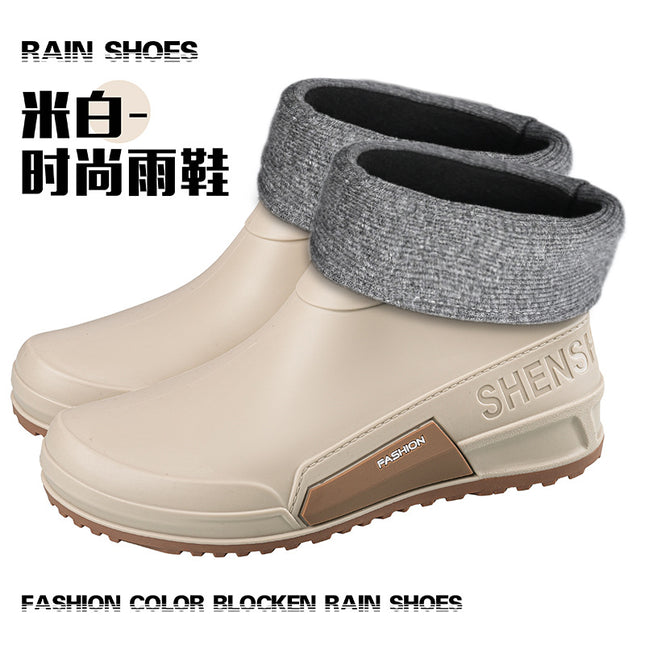 Cross-border Men and Women Couple Fashion Short Rain Shoes Non-slip Wear-resistant Waterproof Rain Boots Outdoor Camping Fishing Rubber Shoes Water Shoes