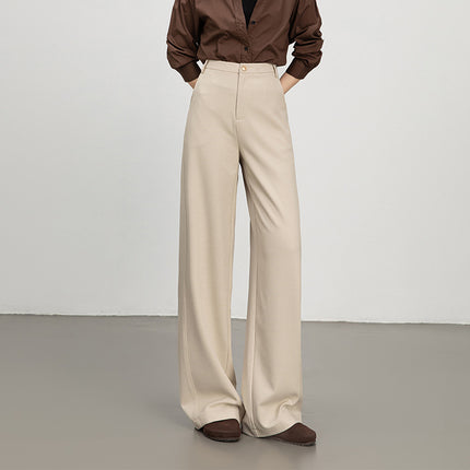 Wide-Leg Wool Pants for Women Spring and Summer 2025 New Loose Draped Straight Pants Commuter Autumn Trousers Casual Wide-Leg