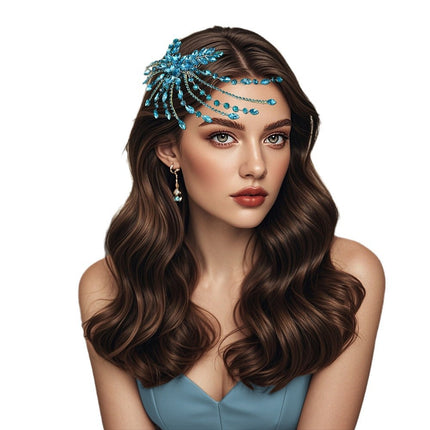 Yixing Fashion Light Luxury Rhinestone Hair Stamp Red Riding Book Same Style Hair Accessories Elegant Flower Blue Hair Comb A269